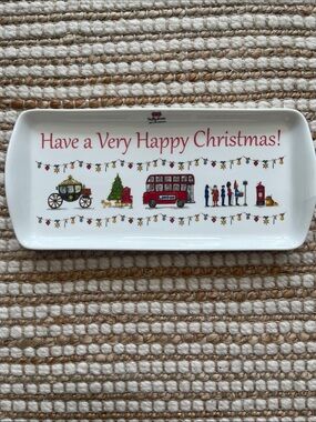Milly Green British Design "Happy Christmas" London Scene Ceramic Tray 11"x5"
